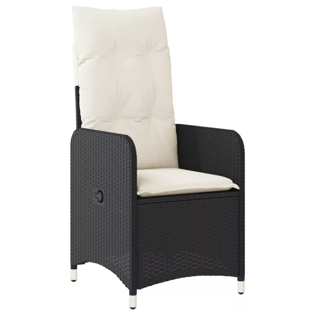 VidaXL - sedia reclinabile da giardino Polirattan, One Size, Nero
