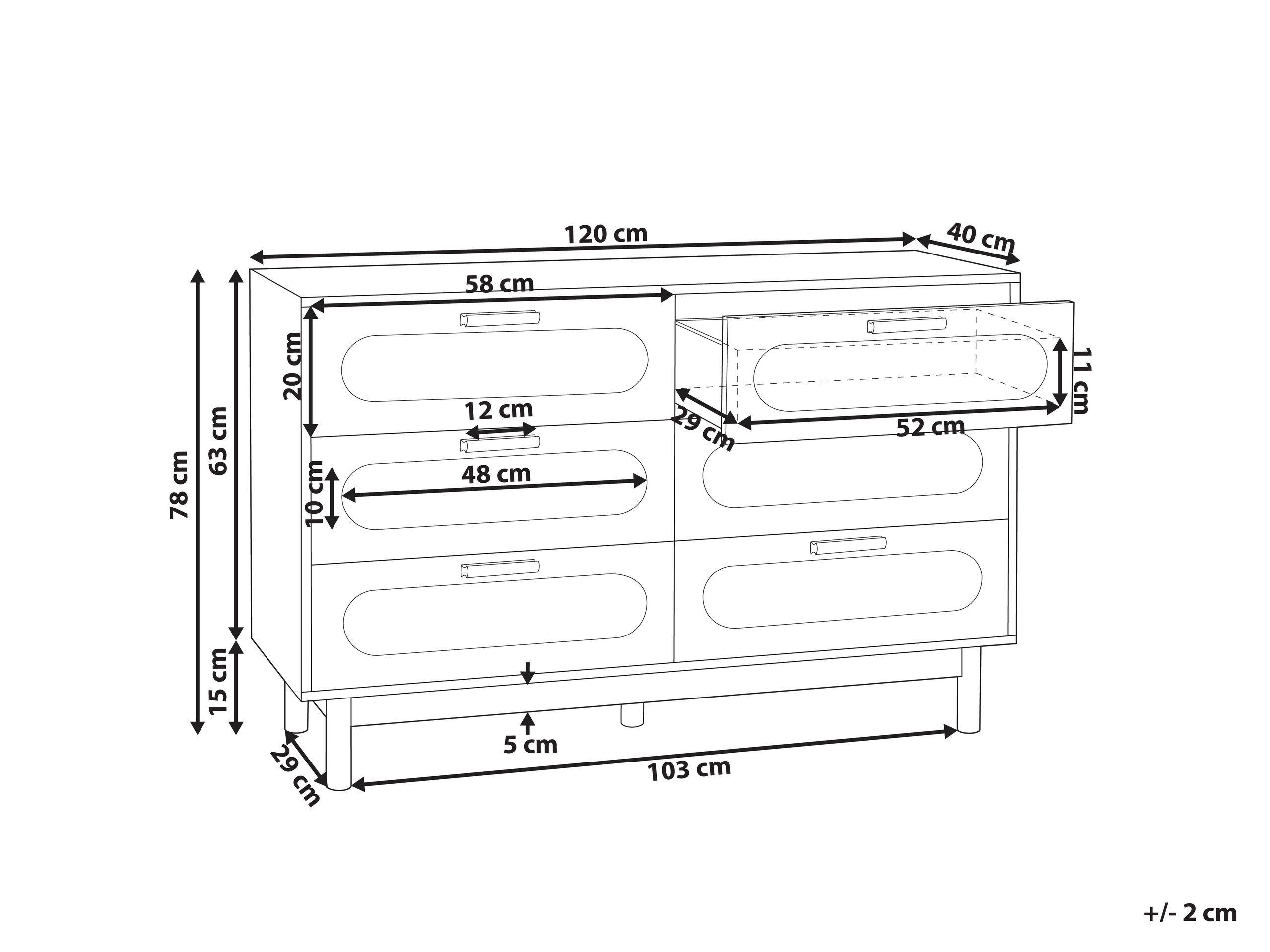 Beliani Cassettiera 6 cassetti en Pannello di fibre (LDF) Boho COSTELLO  