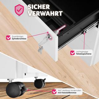 Tectake Aktenrollschrank Magna mit 3 abschliessbaren Schubladen  