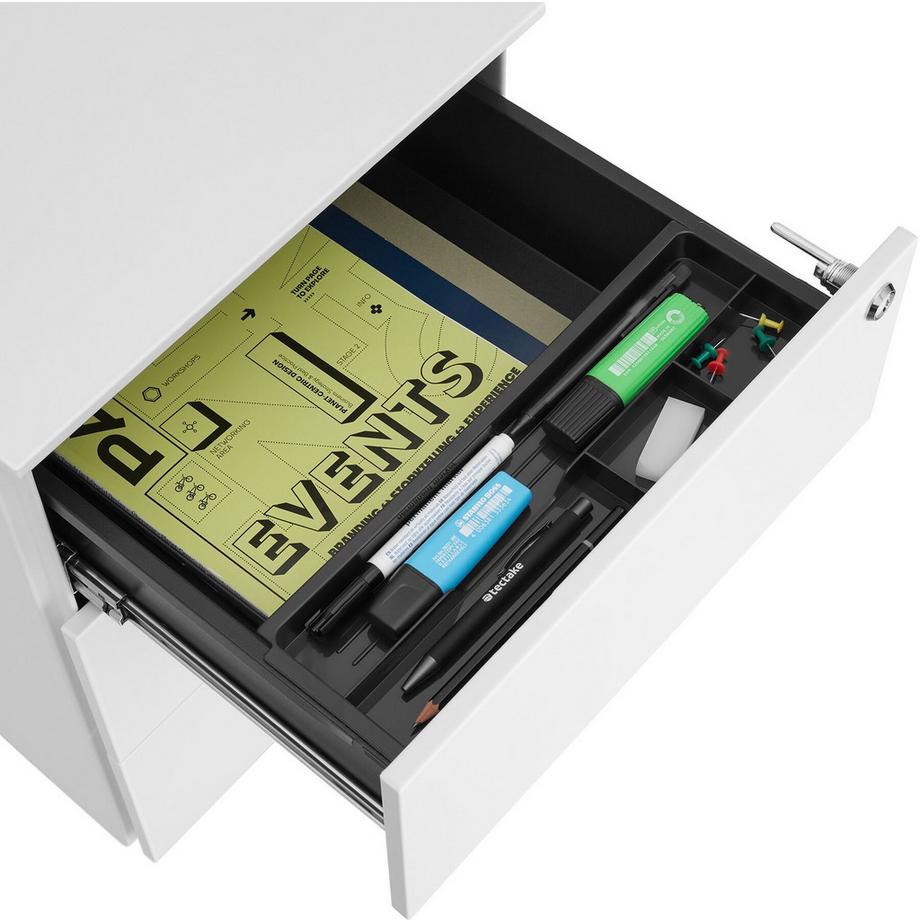 Tectake Caisson de bureau à roulettes MAGNA en acier laqué époxy  