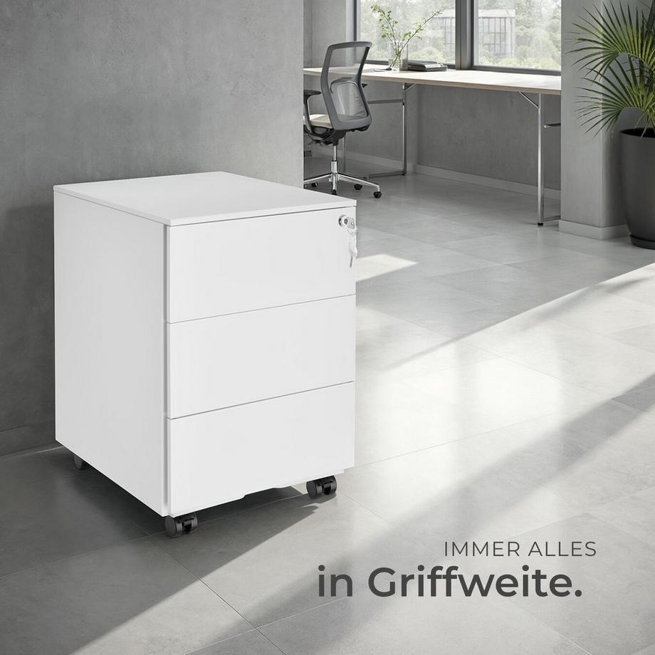 Tectake Caisson de bureau à roulettes MAGNA en acier laqué époxy  