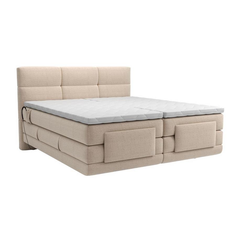 Vente-unique Set letto Boxspring 2x80x200 Beige LODI di PALACIO: Testata trapuntata + Rete relax elet. + Materasso + Topper  