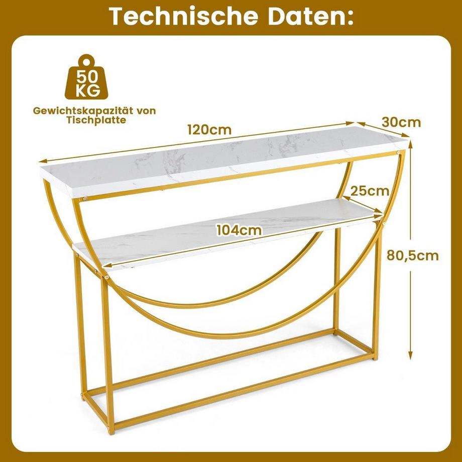 Northix Console avec plateau en marbre  