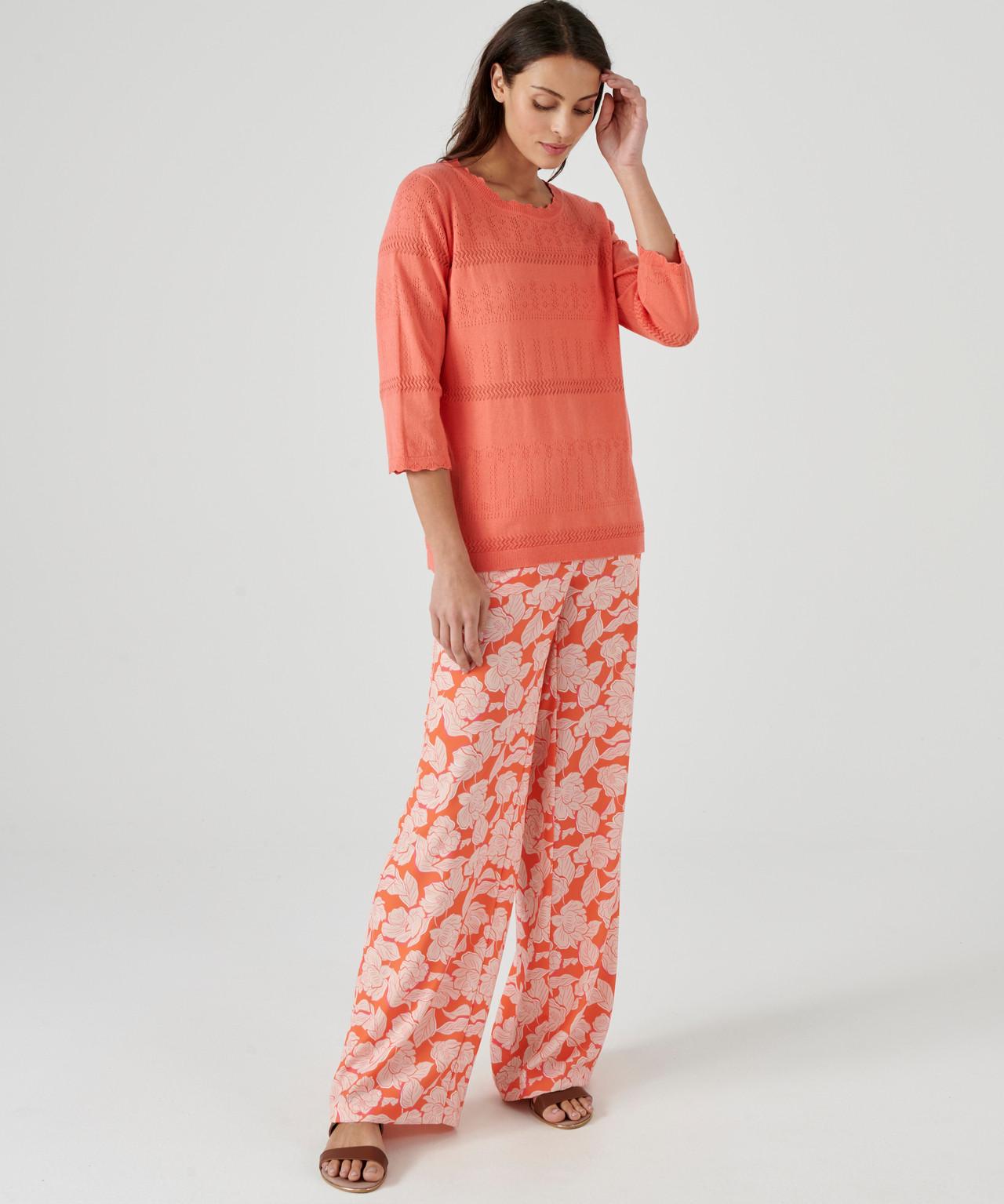 Image of Ajour-pullover, Überwiegend Aus Bio-baumwolle. Damen Rosa 50/52