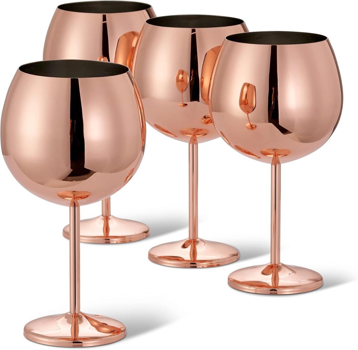 Oak & steel Edelstahl Gin Gläser Rosegold 4er Set  