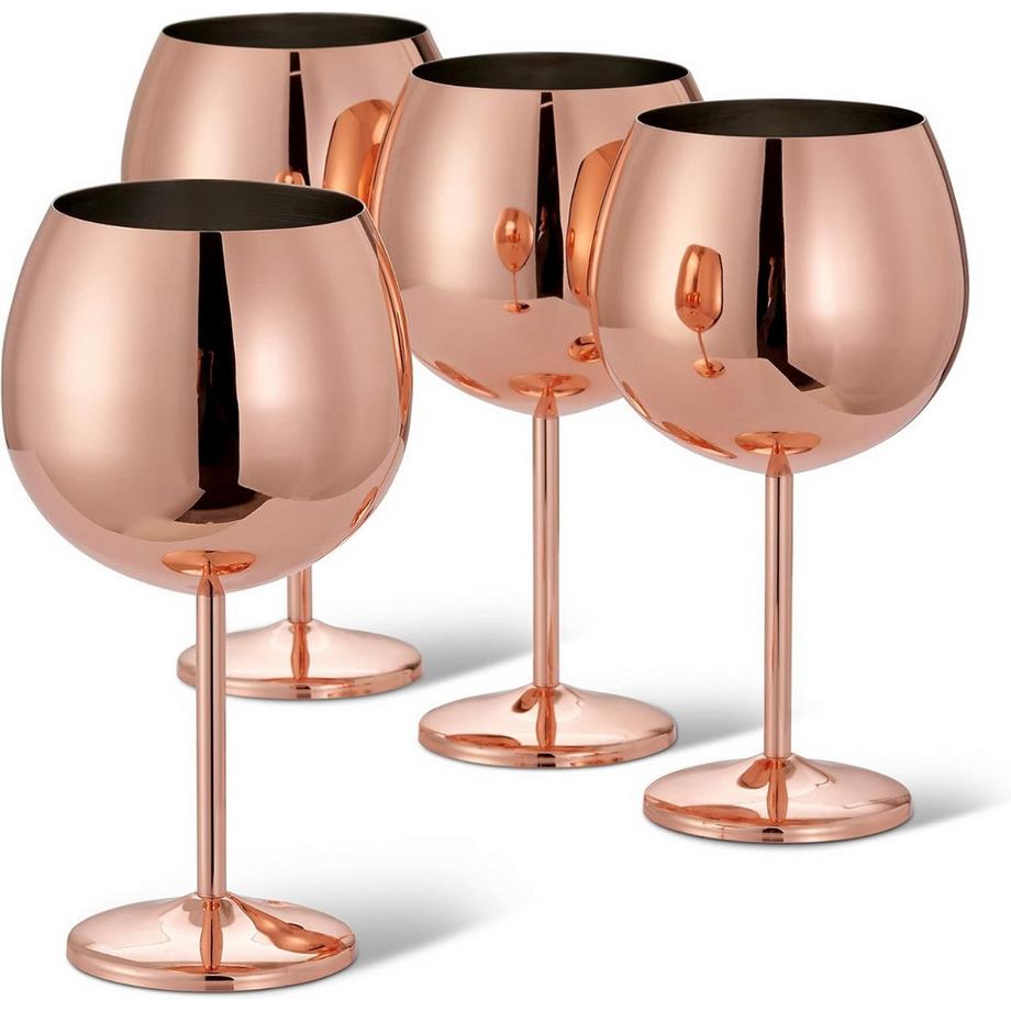 Oak & steel Edelstahl Gin Gläser Rosegold 4er Set  