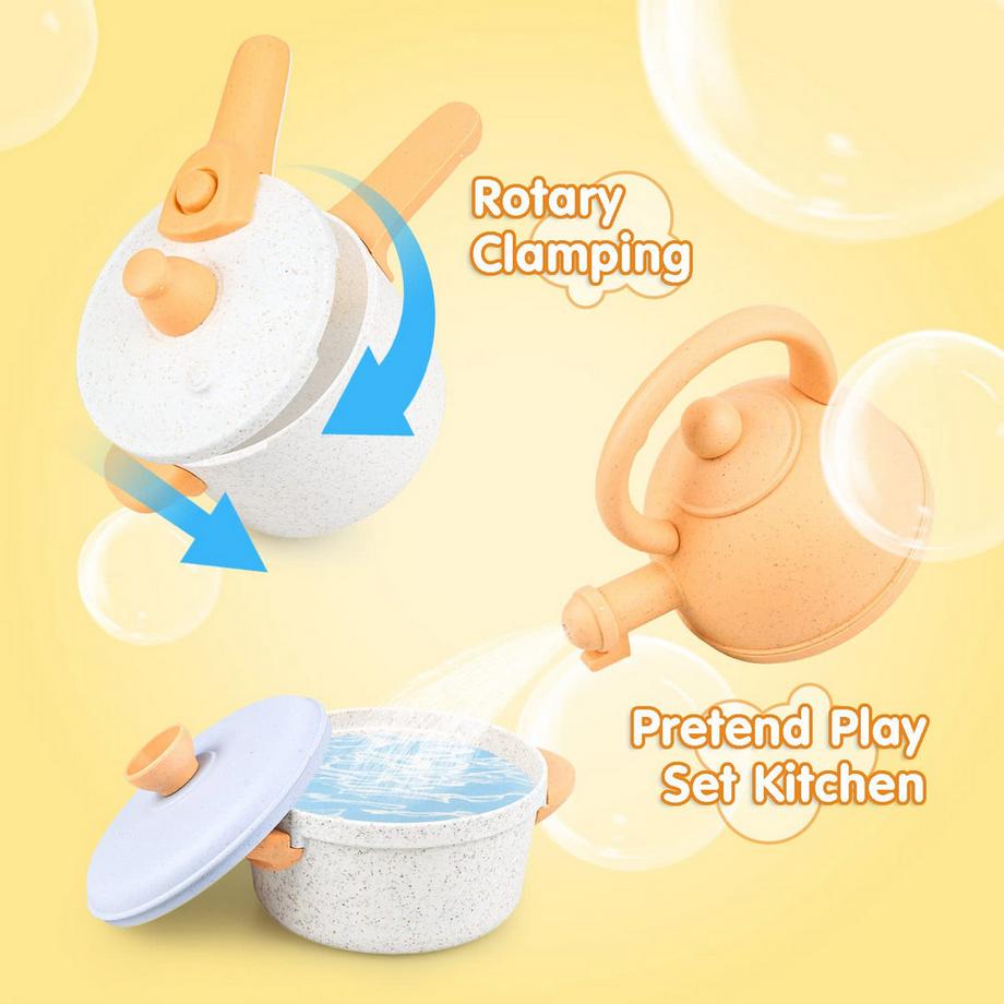 Activity-board  Kinderküchenzubehör, Schlammküche für den Außenbereich, 16-teilig, realistisches Design, sicher und zuverlässig, Spielzeug-Küchenzubehör, Topfset für Rollenspiele 
