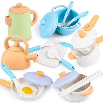 Accessoires de cuisine pour enfants, cuisine de boue extérieure, 16 pièces, design réaliste, sûr et fiable, accessoires de cuisine jouets, ensemble de casseroles pour jeux de rôle