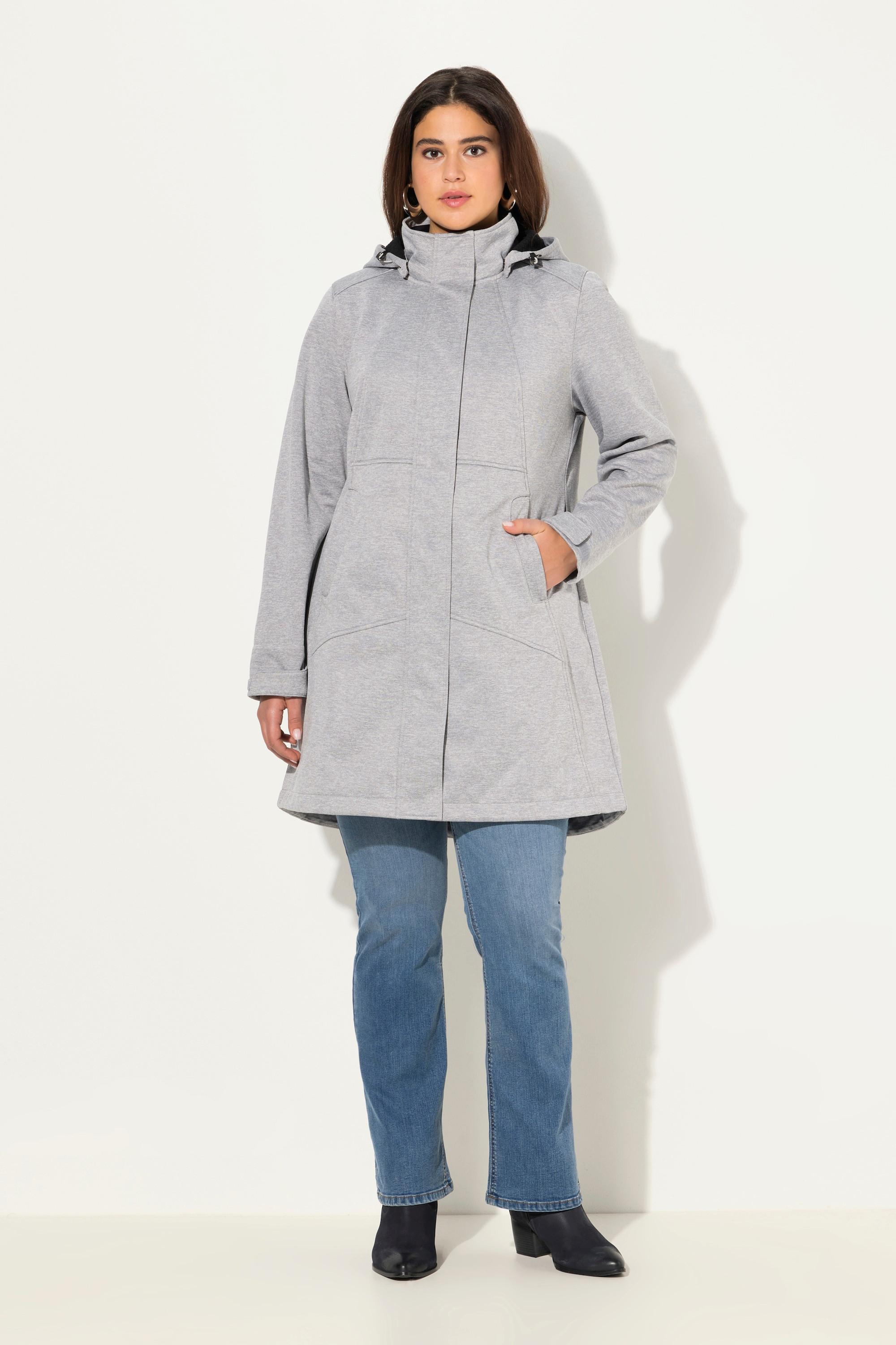 Ulla Popken  Veste technique HYPRAR à capuche, tissu Softshell imperméable, fermeture à glissière à double sens 