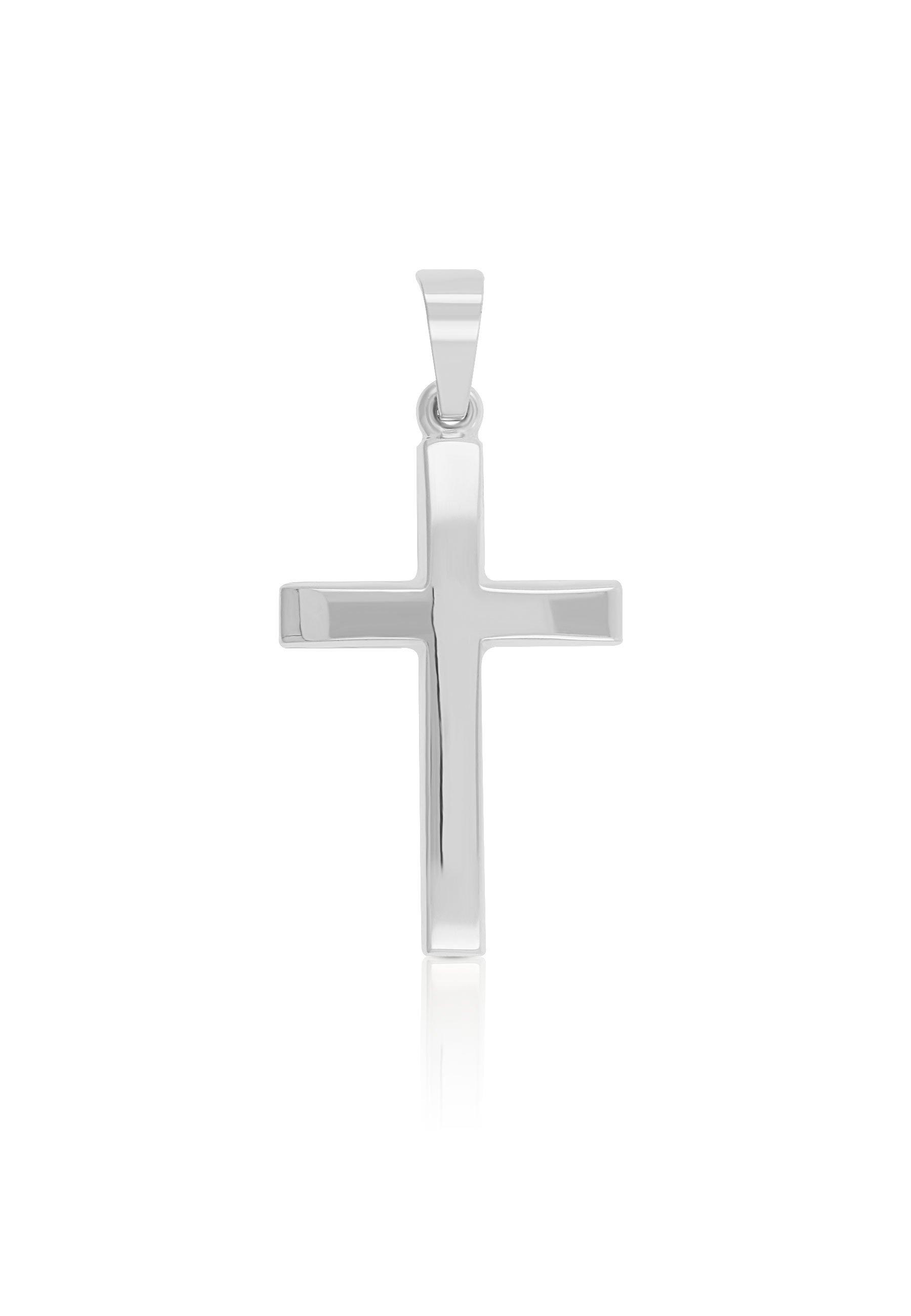 MUAU Schmuck  Pendentif croix de poutre en or blanc 750, 28x15mm 