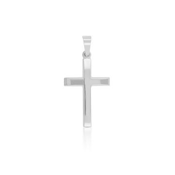 Pendentif croix de poutre en or blanc 750, 28x15mm