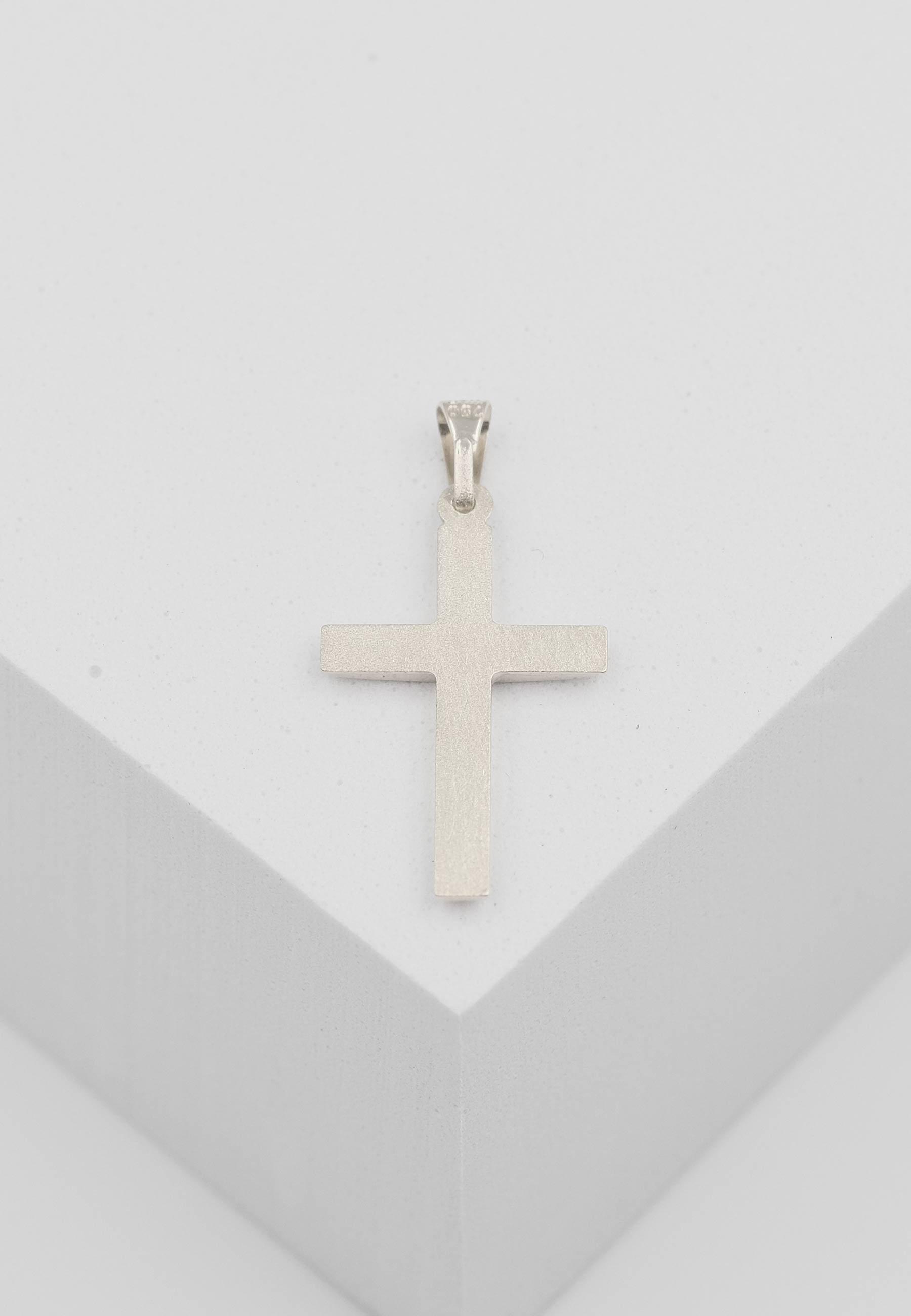 MUAU Schmuck  Pendentif croix de poutre en or blanc 750, 28x15mm 