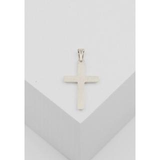 MUAU Schmuck  Pendentif croix de poutre en or blanc 750, 28x15mm 