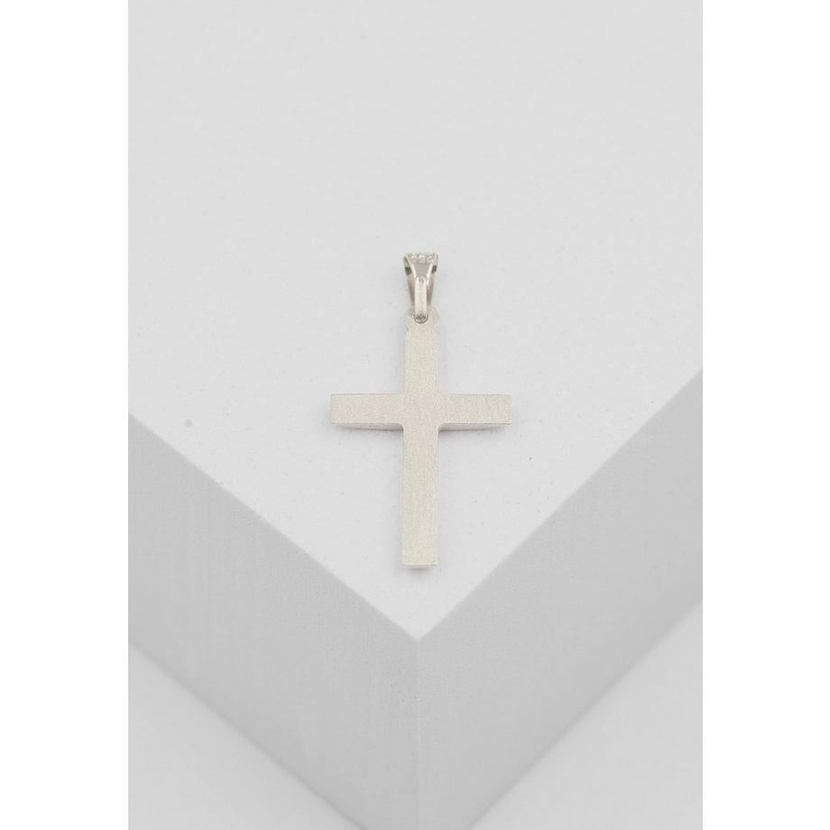 MUAU Schmuck  Anhänger Balken-Kreuz Weissgold 750, 28x15mm 