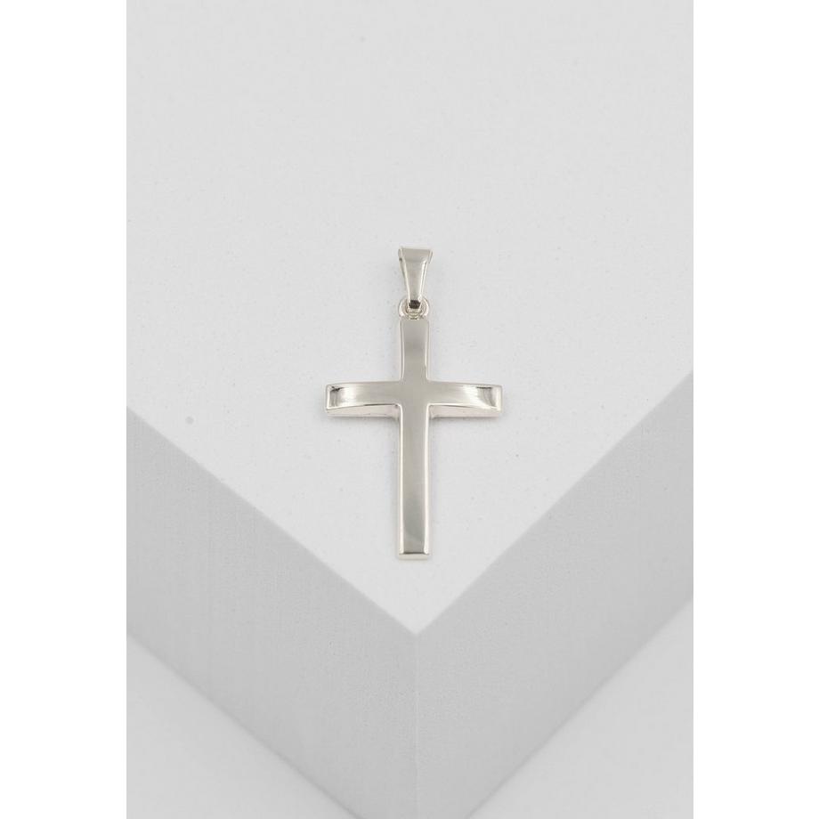 MUAU Schmuck  Anhänger Balken-Kreuz Weissgold 750, 28x15mm 