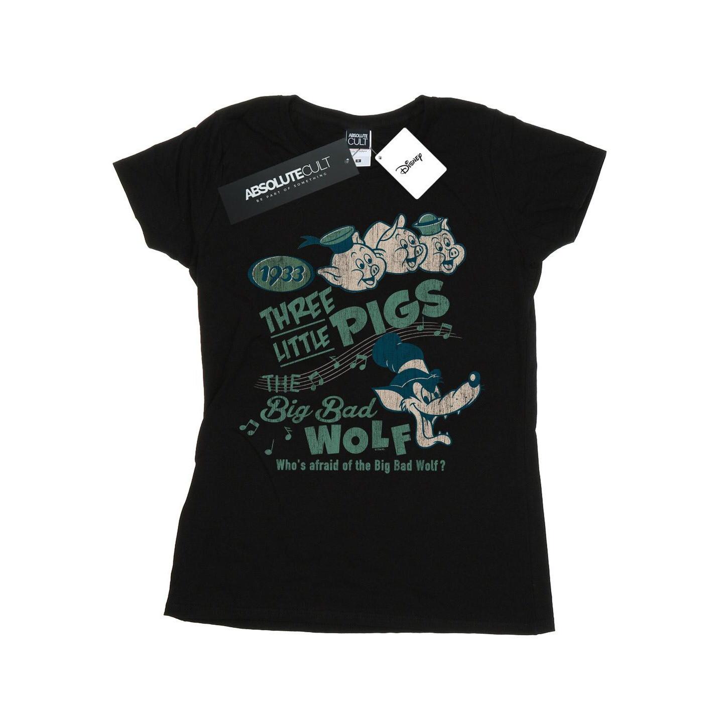 Image of Three Little Pigs Who's Afraid Of The Big Bad Wolf Tshirt Damen Schwarz S
