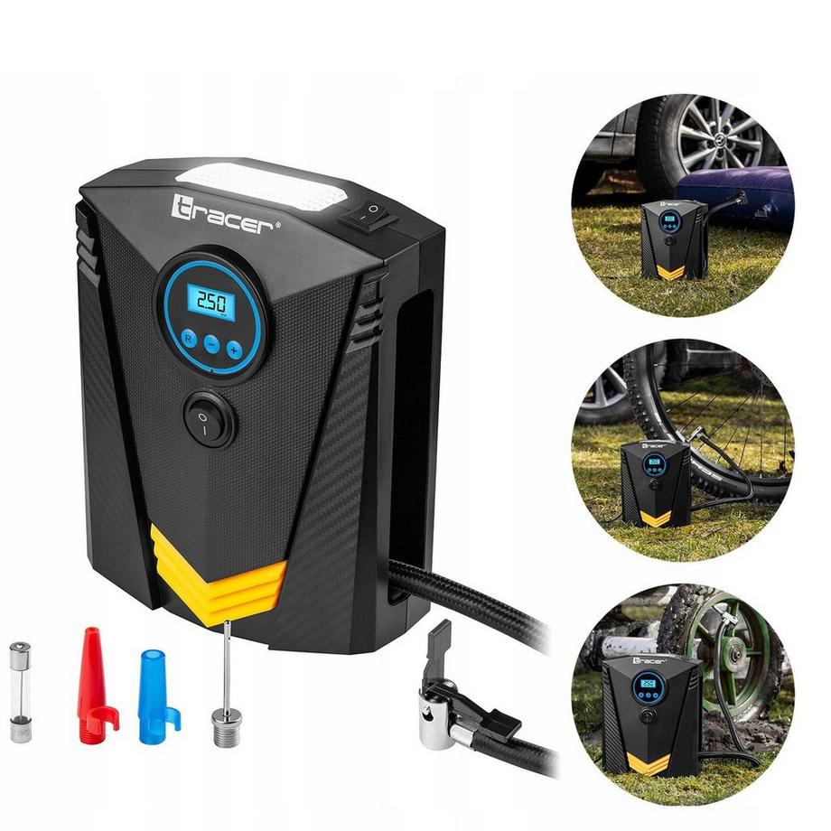 TRACER  Compresseur pour pneus de voiture - 100W - Affichage numérique 