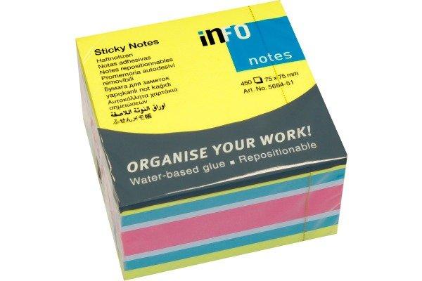 Image of Haftnotizen Cube 75x75mm 5654-51 ass. 450 Blatt Haftnotizen Cube 75x75mm 5654-51 ass. 450 Blatt