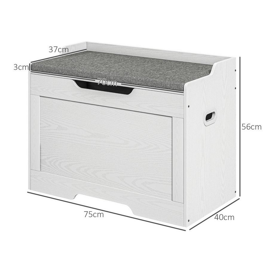 Northio Coffre de rangement 103 litres avec couvercle, siège, coffre avec espace de rangement, coussin d'assise amovible, pour salon, chambre à coucher, blanc  