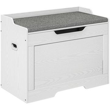 Coffre de rangement 103 litres avec couvercle, siège, coffre avec espace de rangement, coussin d'assise amovible, pour salon, chambre à coucher, blanc