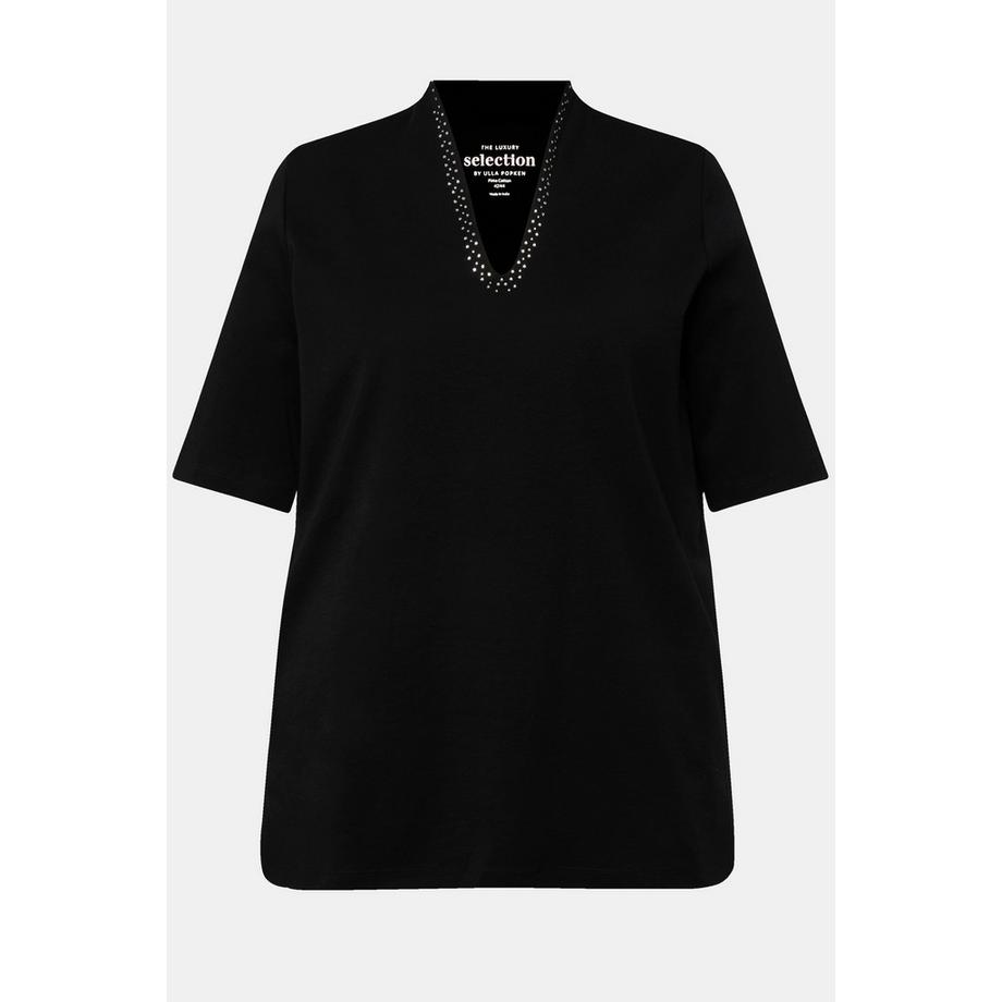 Ulla Popken A-Linie T-Shirt Stehkragen Halbarm  