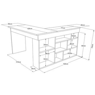 Vente-unique Bureau d'angle avec rangements - Coloris : Anthracite et naturel - LILEUL  