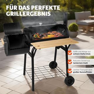 Tectake Barbecue charbon 2 cuves avec thermomètre  