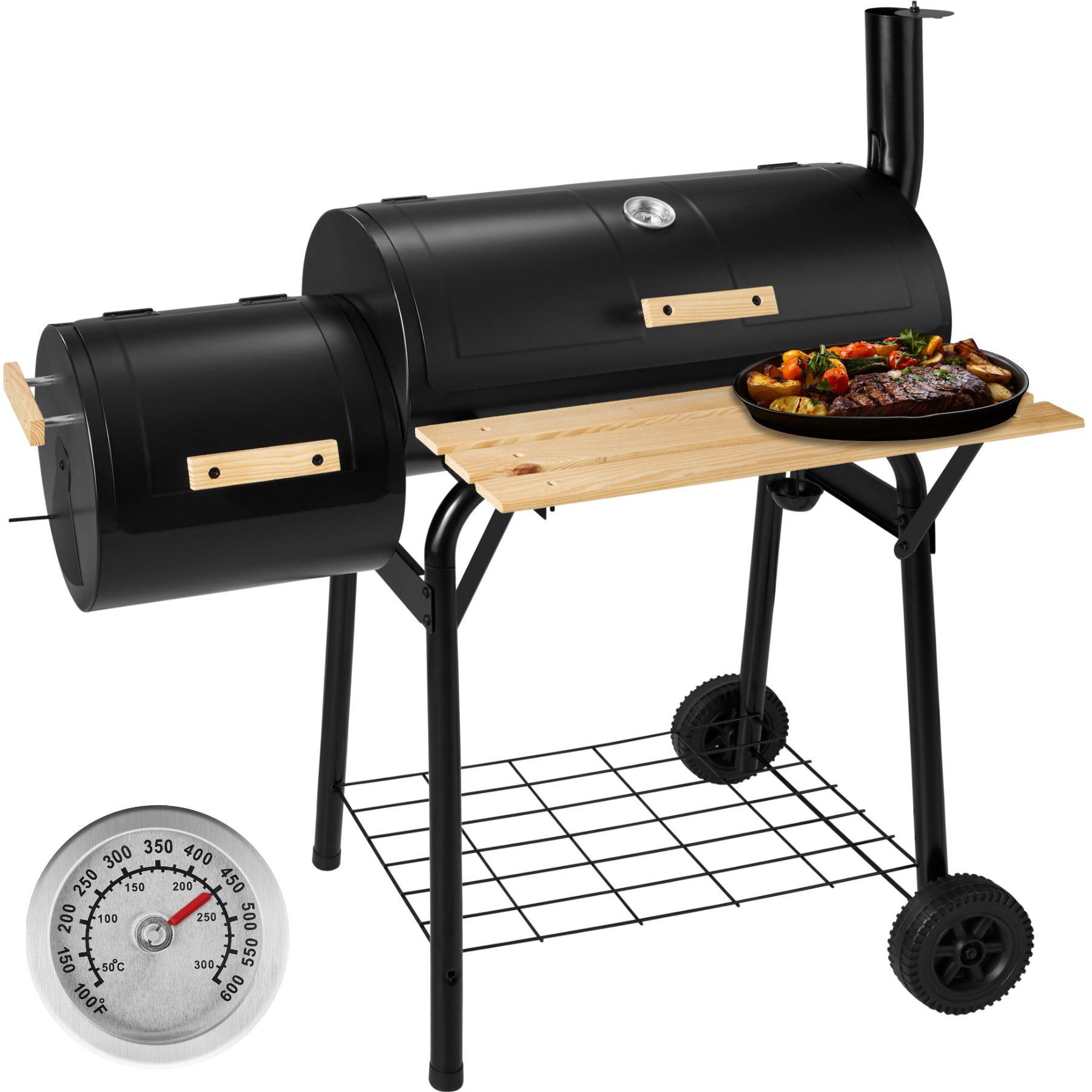 Tectake Barbecue charbon 2 cuves avec thermomètre  