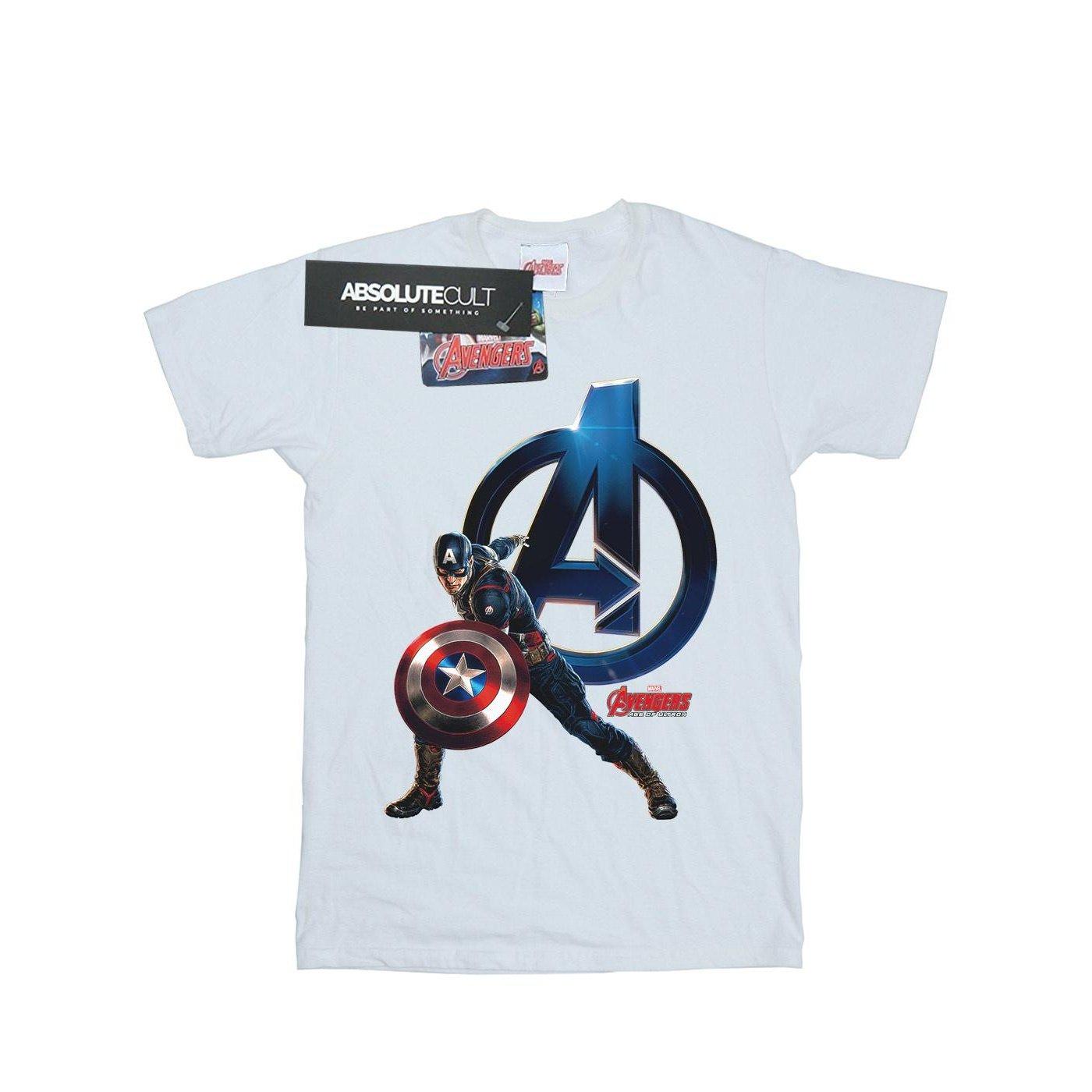 Image of Captain America Pose Tshirt Herren Weiss S