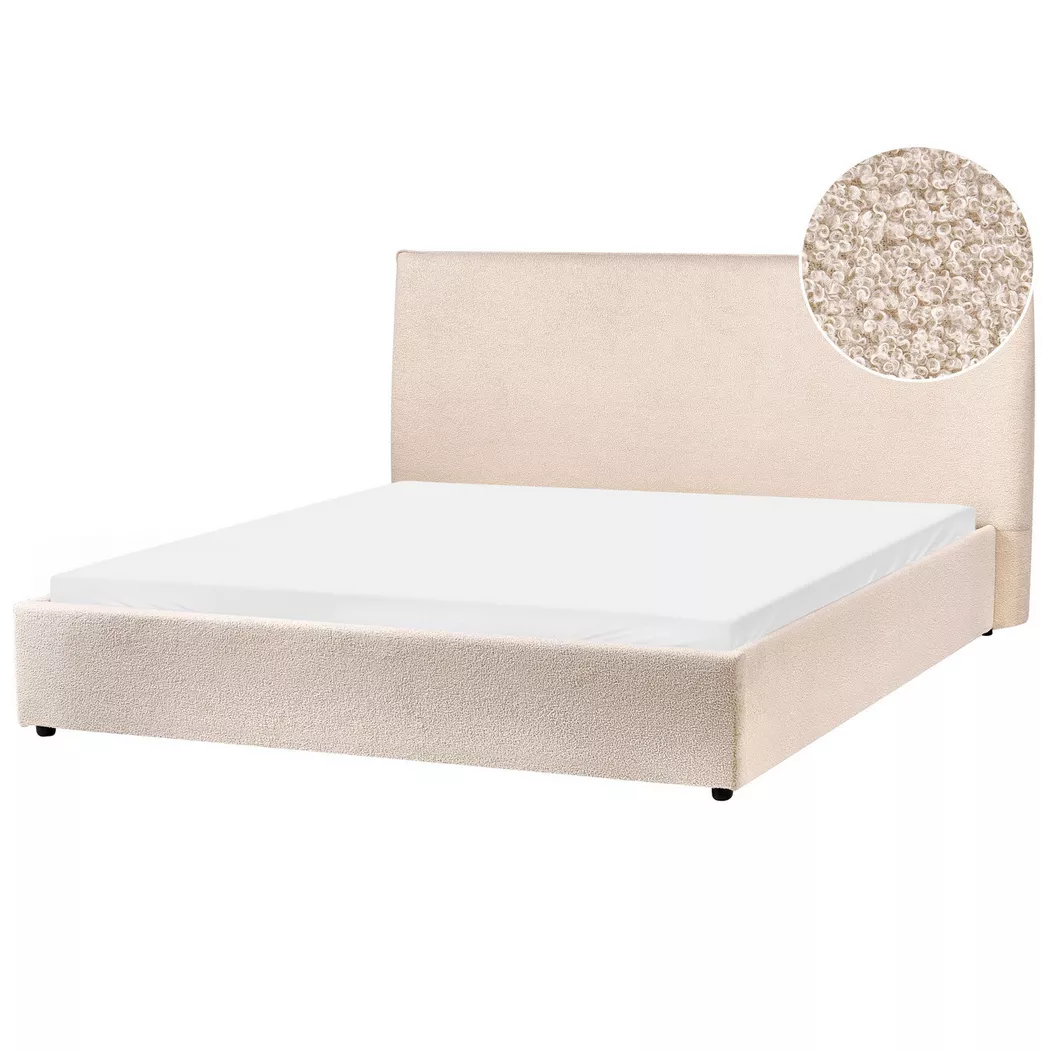 Beliani - Wasserbett aus Bouclé  LAVAUR, Perle