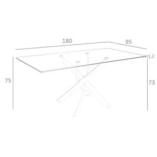 ANGEL CERDA Esstisch Rechteckig gehärtetes Glas auser Stahl  