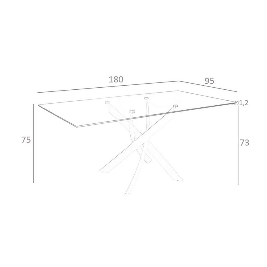 ANGEL CERDA Tavolo da pranzo rettangolare vetro temperato e acciaio bianco  