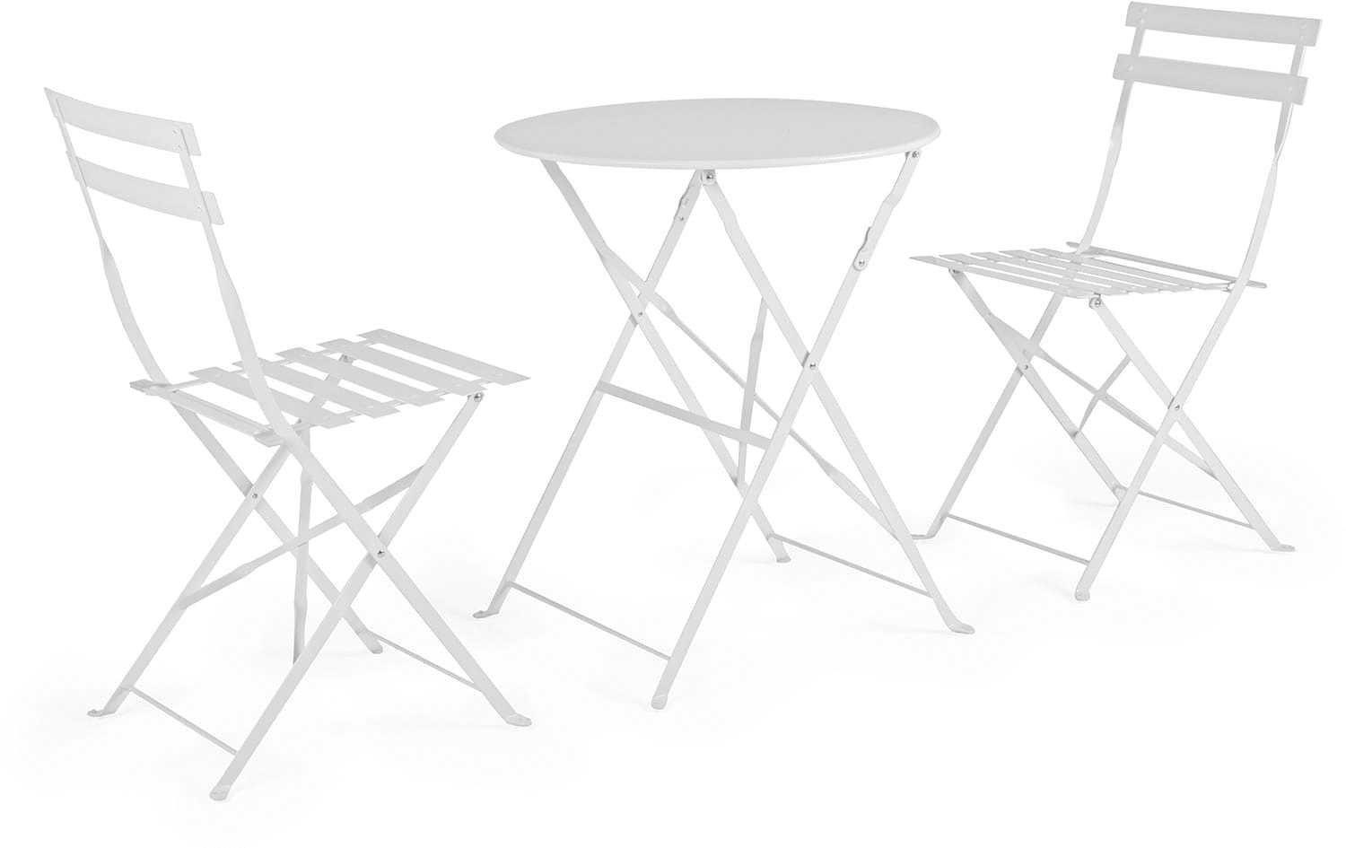 mutoni Set bistrot da giardino Wissant bianco (3 pezzi)  