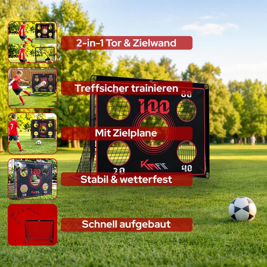 KM-Fit  2-in-1 Fußballtor mit Zielplane 