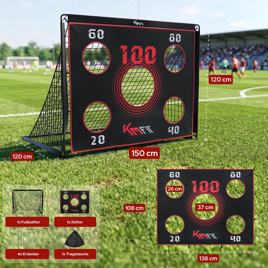 KM-Fit  2-in-1 Fußballtor mit Zielplane 