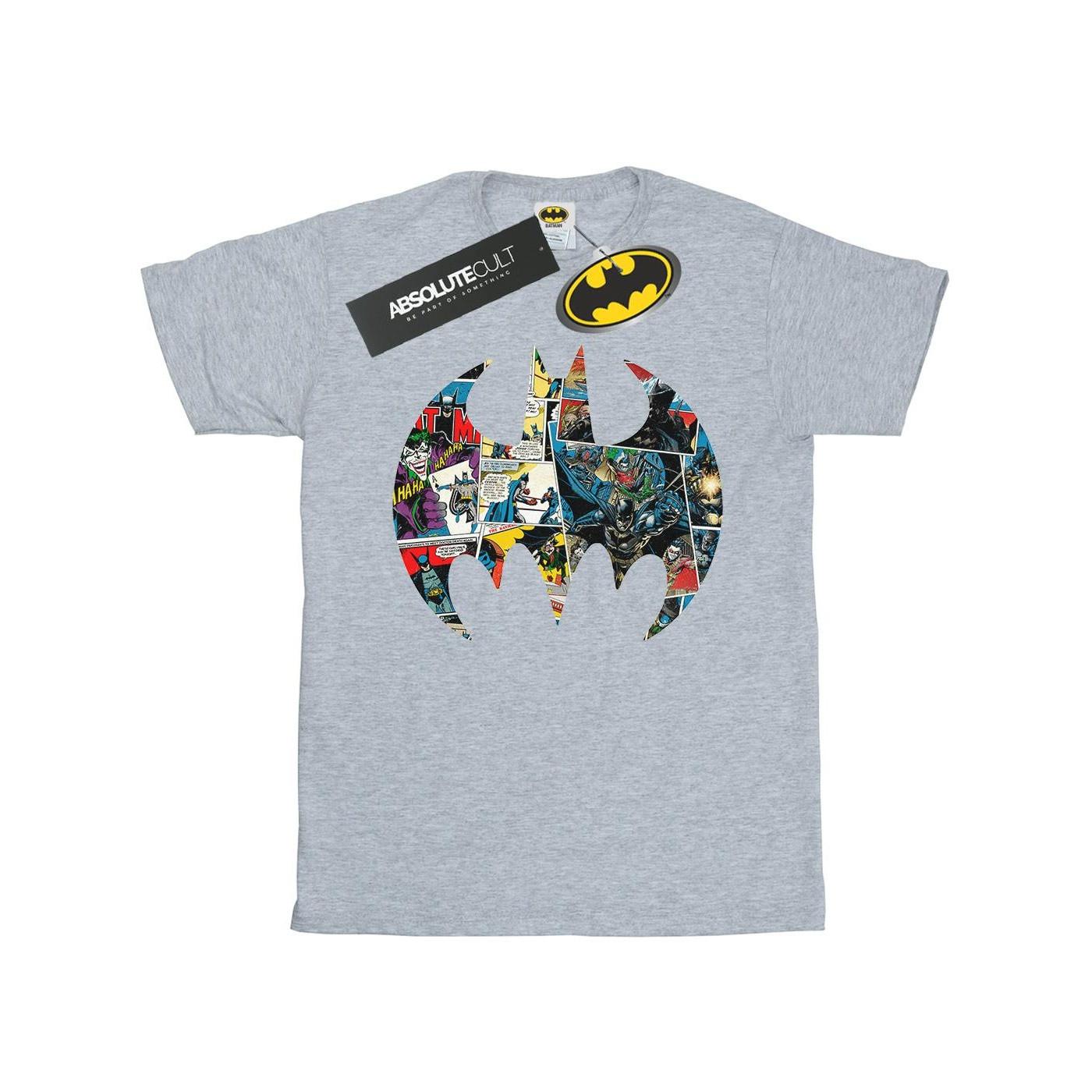 Image of Batman Comic Book Logo Tshirt Mädchen Grau 140/146