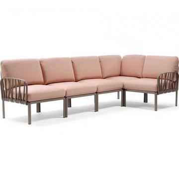 Chaise longue de jardin komodo (5 pièces) marron rose