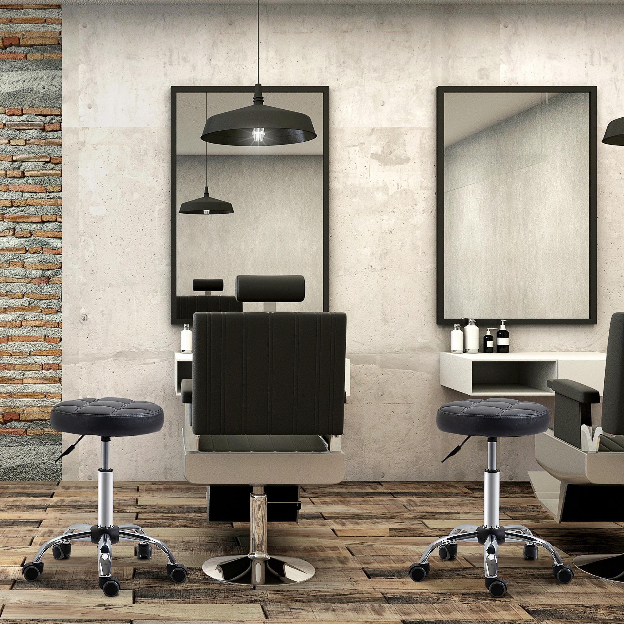 HOMCOM Lot de 2 tabourets roulants  