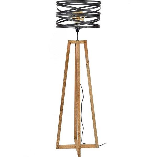 mutoni Lampada da terra con schermo a spirale con struttura in legno grigio ardesia  