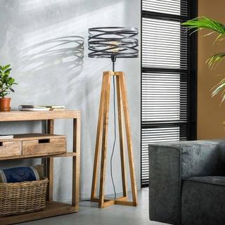 mutoni Lampada da terra con schermo a spirale con struttura in legno grigio ardesia  