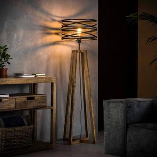 mutoni Lampada da terra con schermo a spirale con struttura in legno grigio ardesia  