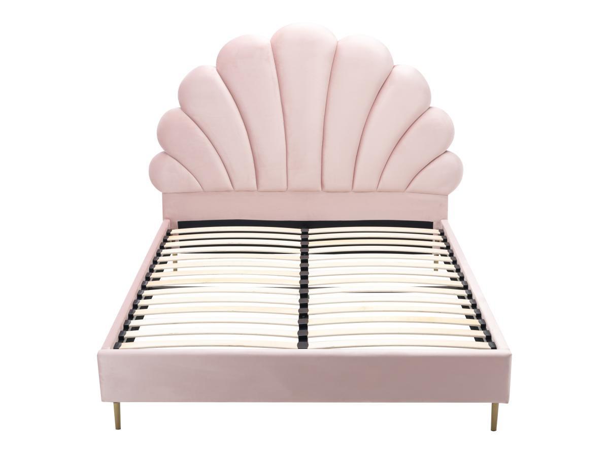 Vente-unique Letto conchiglia 160 x 200 cm Velluto Rosa - LIVAYA  