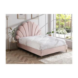 Vente-unique Letto conchiglia 160 x 200 cm Velluto Rosa - LIVAYA  