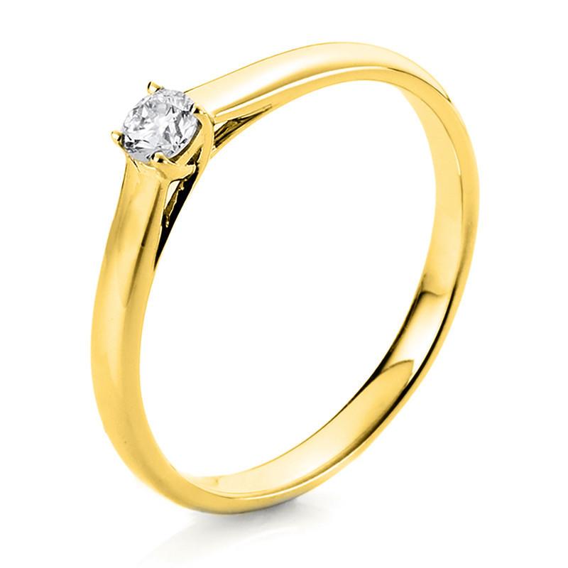 Image of Solitär-ring 585/14k Gelbgold Diamant 0.25ct. Damen Gelbgold ONE SIZE