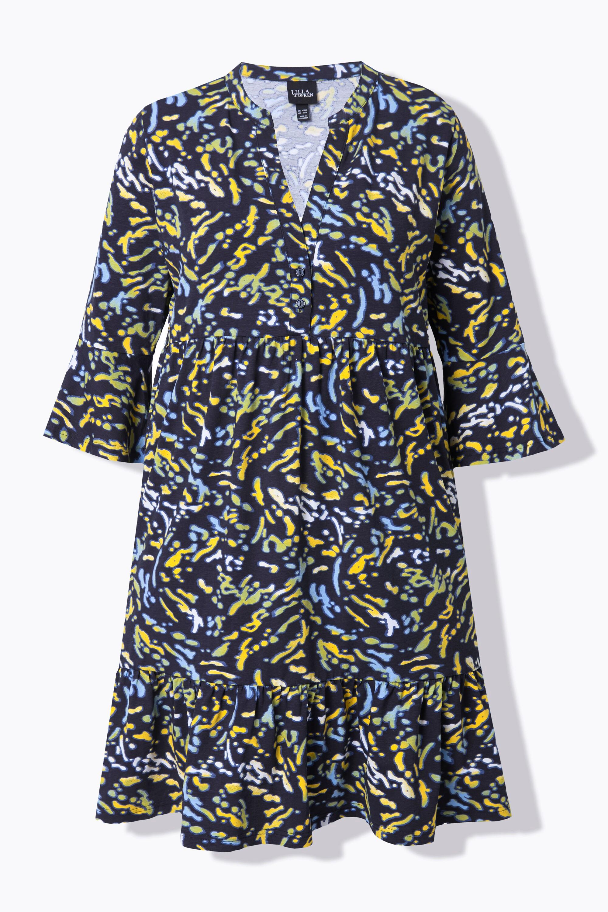 Ulla Popken Abito in jersey A-line Scollo a tunica Maniche 3/4  