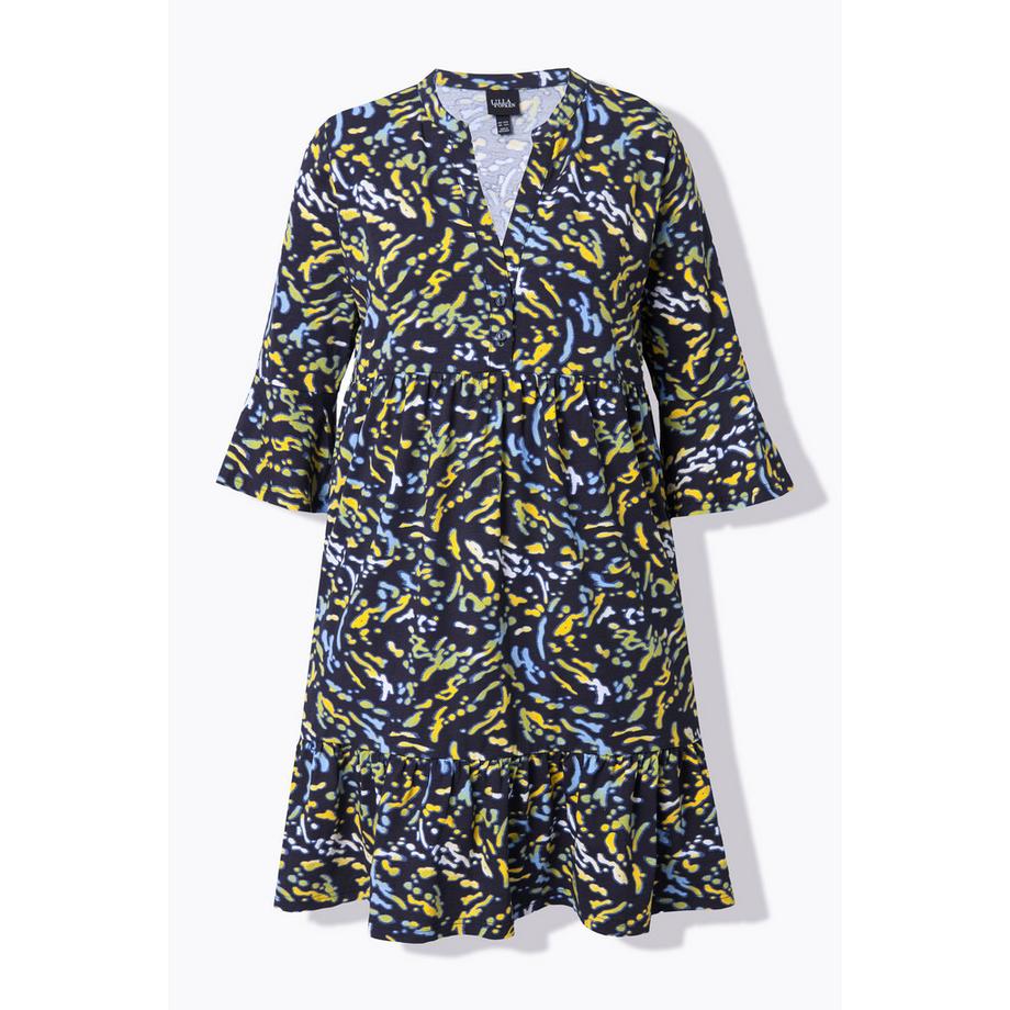 Ulla Popken Jerseykleid A-Linie Tunika-Ausschnitt 3/4-Arm  