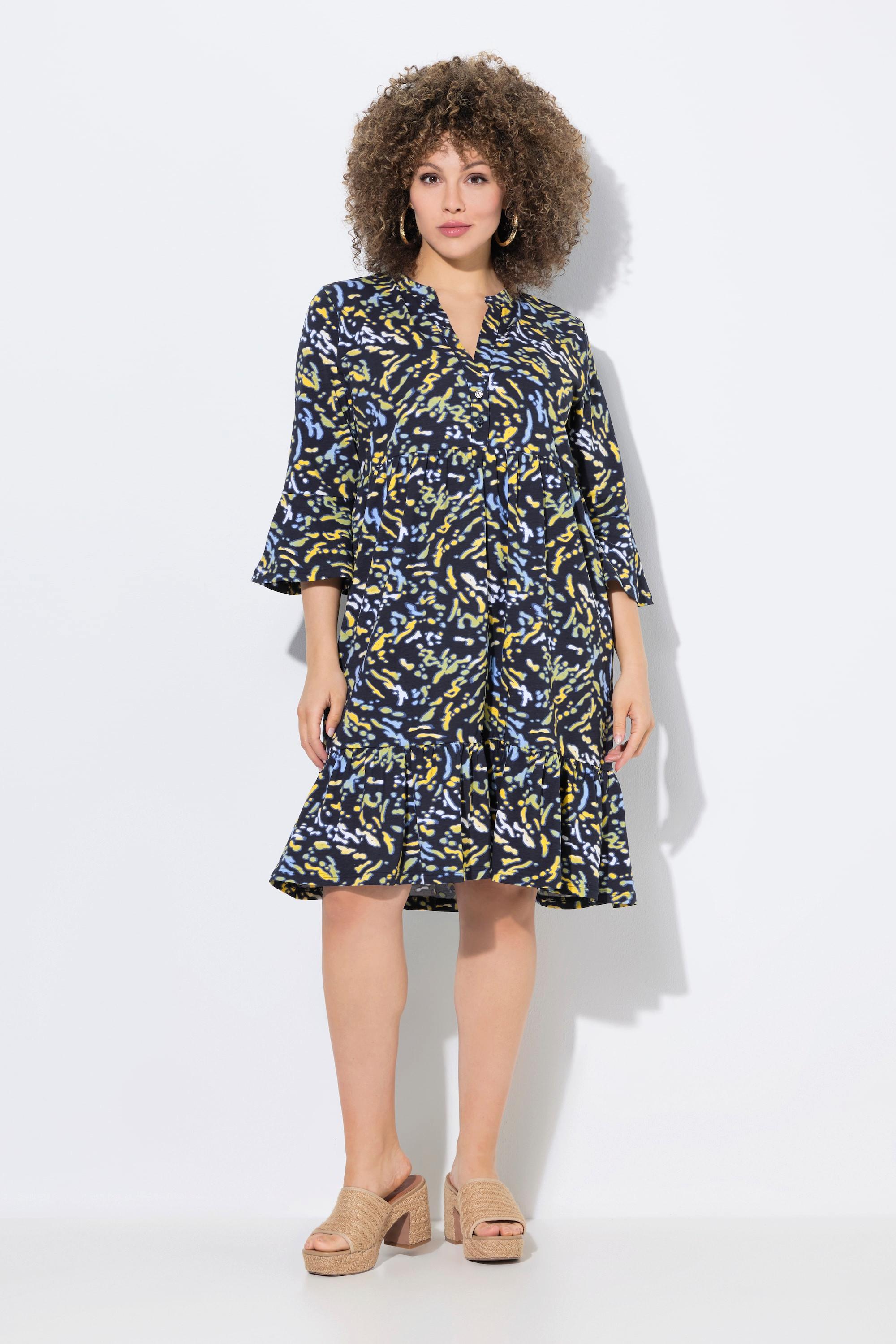 Ulla Popken Abito in jersey A-line Scollo a tunica Maniche 3/4  