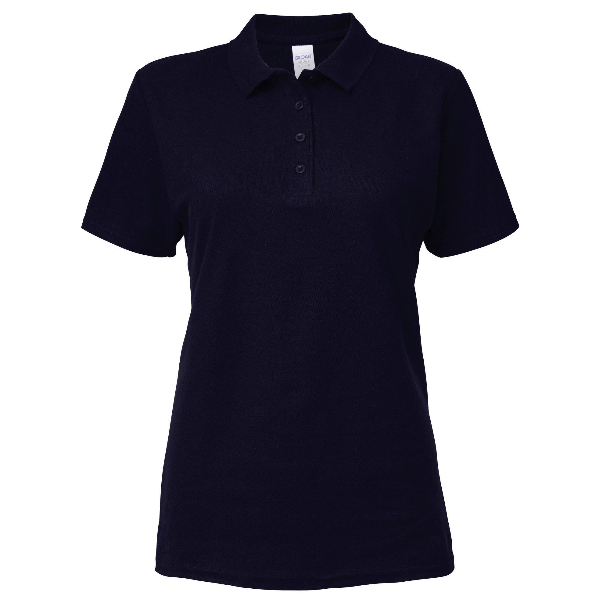 Image of Softstyle Kurzarm Doppel Pique Polo Shirt Damen Marine XL