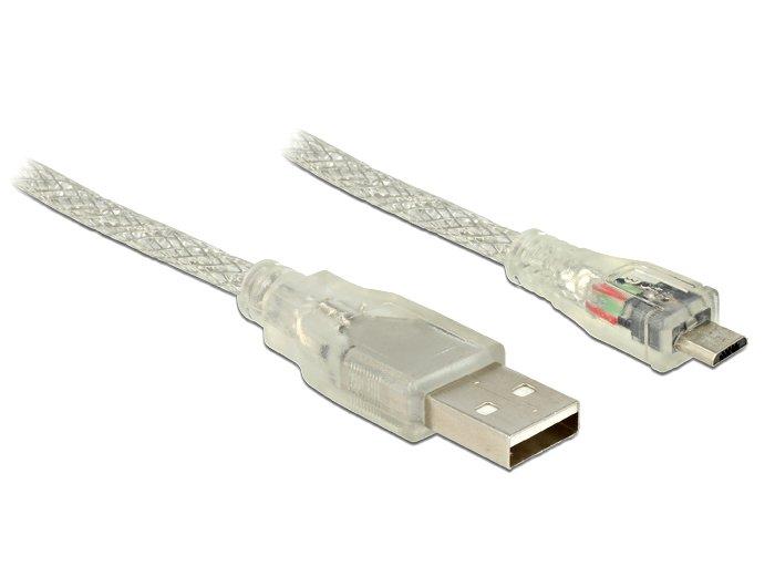 DeLock  0.5m, USB2.0-A/USB2.0 Micro-B USB Kabel 0,5 m USB A Micro-USB B Transparent 