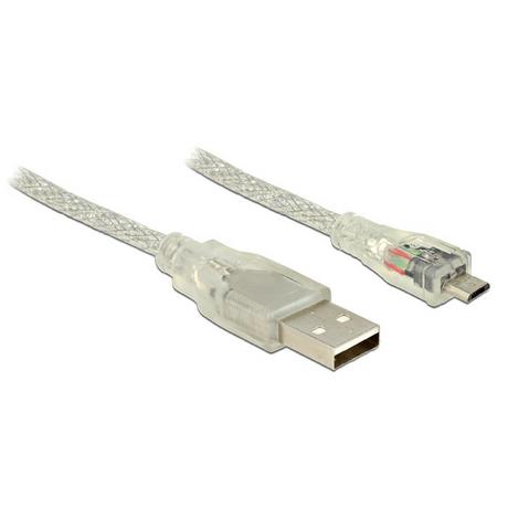 DeLock  0.5m, USB2.0-A/USB2.0 Micro-B USB Kabel 0,5 m USB A Micro-USB B Transparent 